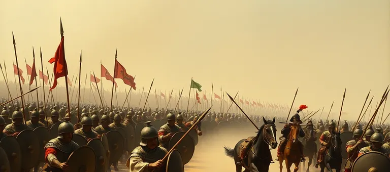 Two armies of antiquity clashing